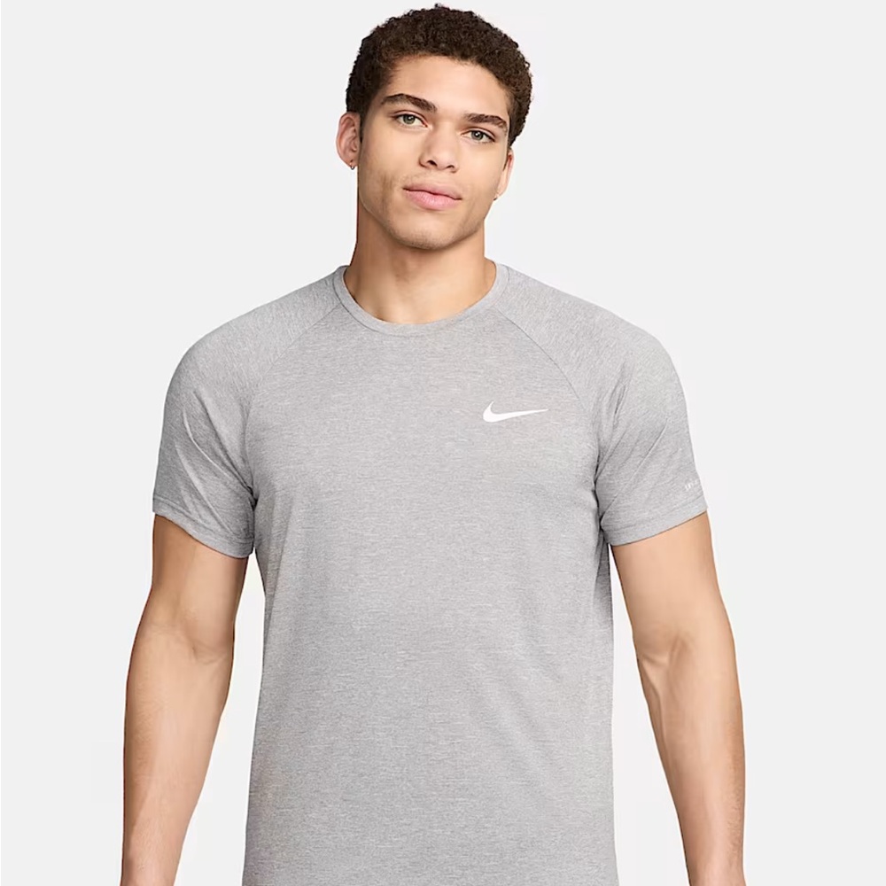 Nike Men's Heathered Short-Sleeve Hydroguard Swim Shirt